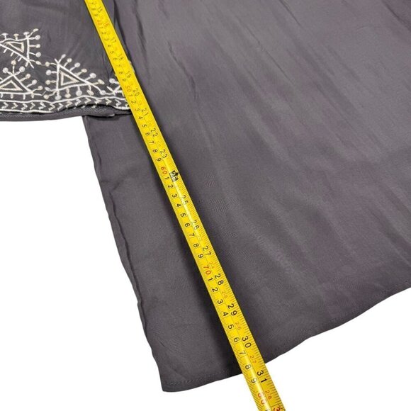 NWOT Monoreno Boho Mini Dress Sz.M Gray Embroidered Bell Sleeve Cottage Prairie - Picture 7 of 12